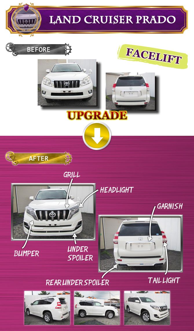 LAND CRUISER PRADO facelift image (GRILL,BUMPER / GARNISH / FRONT UNDER SPOILER / REAR UNDER SPOILER / HEADLIGHT / TALE LIGHT